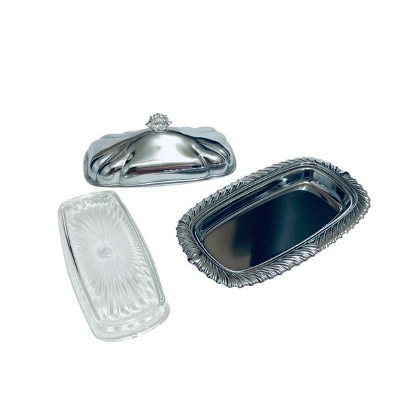 Vintage Silver Plated Butter Dish With Lid and Glass Insert - Picture 5 of 6